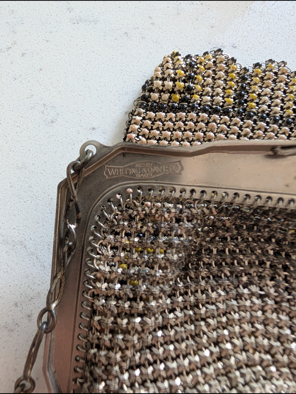 Antique Whiting & Davis 1920s Art Deco Mesh Flapper Purse With Kisslock - Picture 5 of 6
